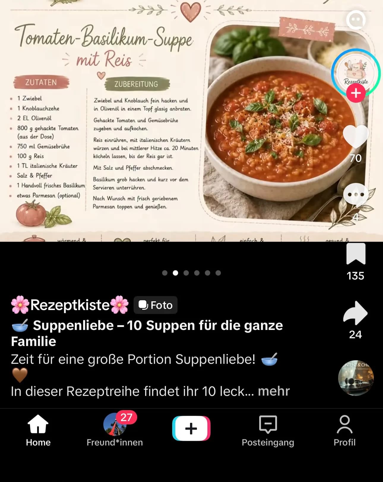 Tomaten-Basilikum-Suppe mit Reis – Rezeptbild