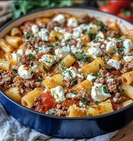 Griechischer Nudelauflauf mit Hack und Feta