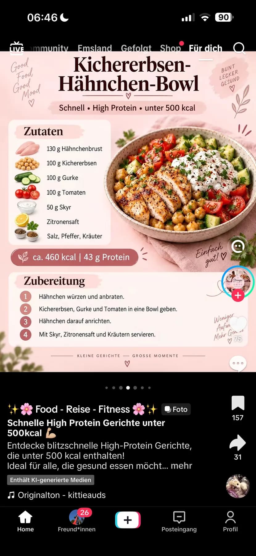 Kichererbsen-Hähnchen-Bowl – Rezeptbild