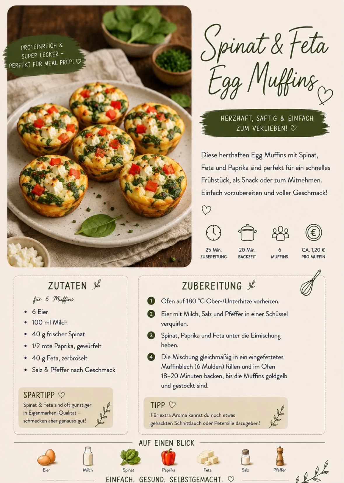 Spinat-Feta-Egg-Muffins – Rezeptbild