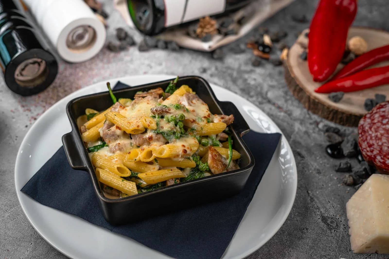 High-Protein Käse-Spätzle-Gemüse-Auflauf