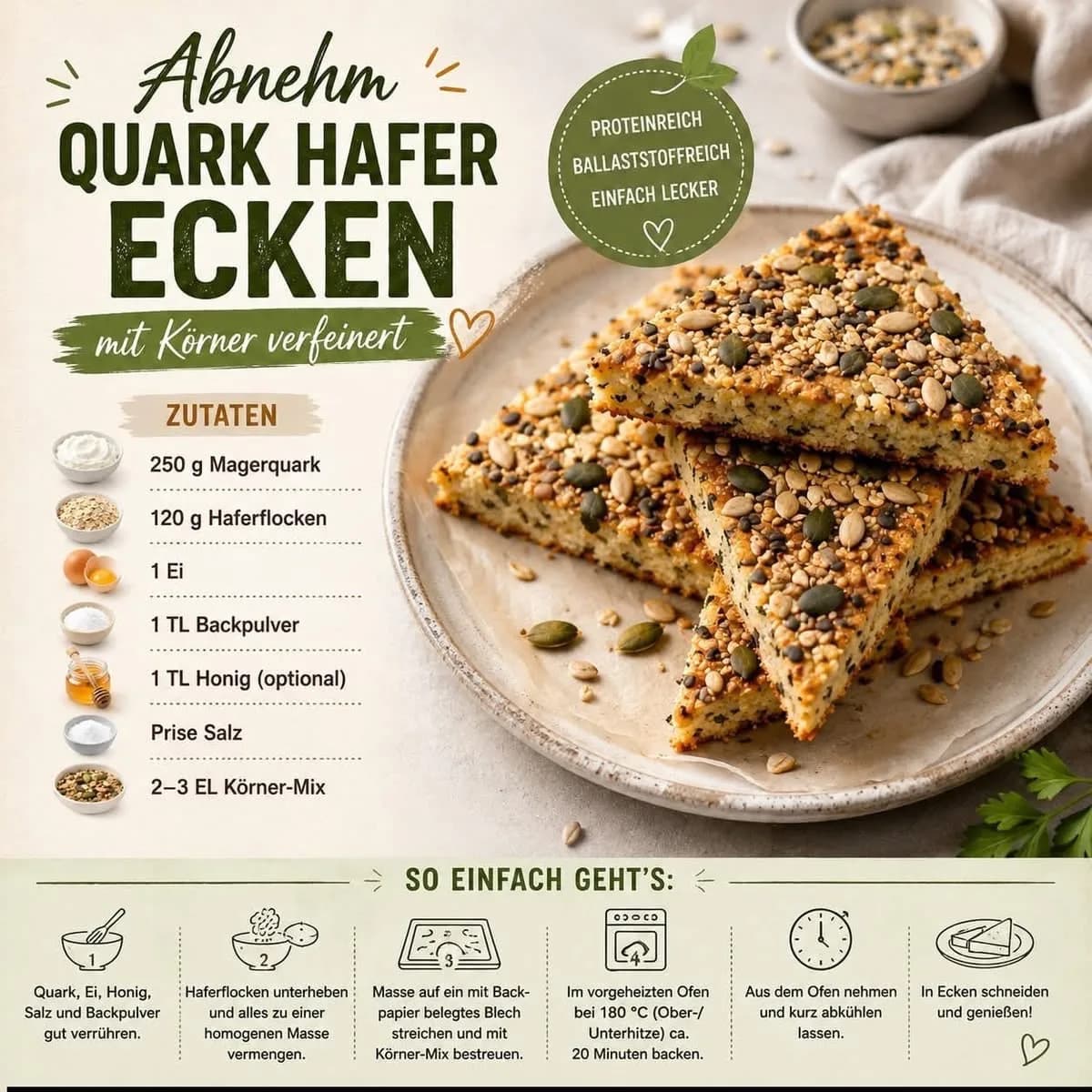 Quark-Hafer-Ecken mit Körnern – Rezeptbild