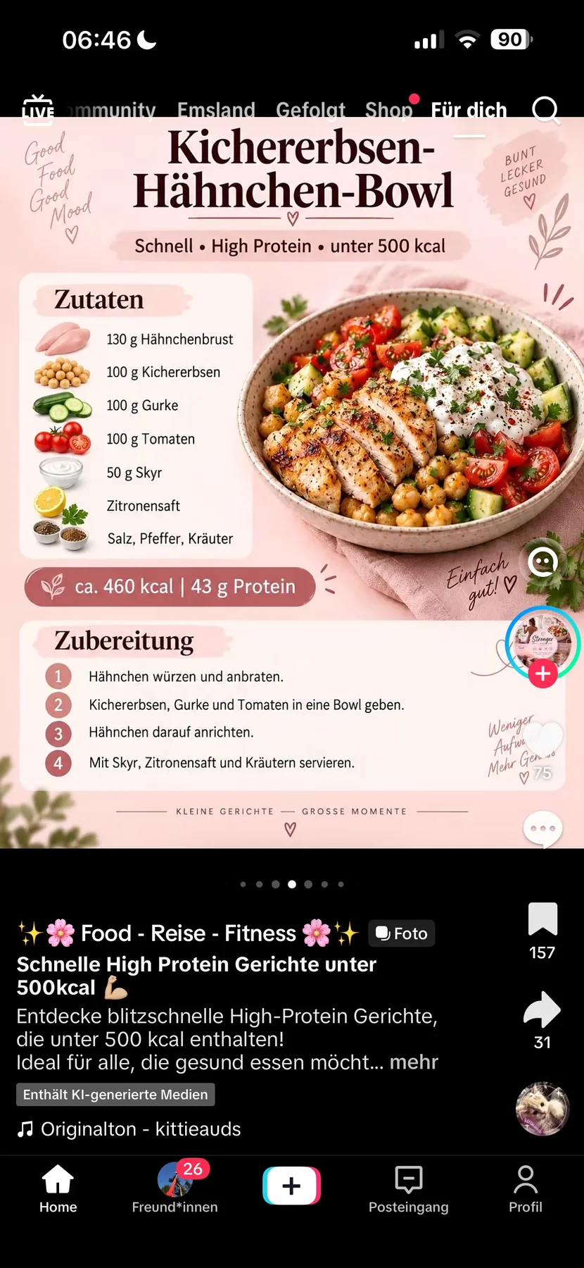 Kichererbsen-Hähnchen-Bowl – Rezeptbild