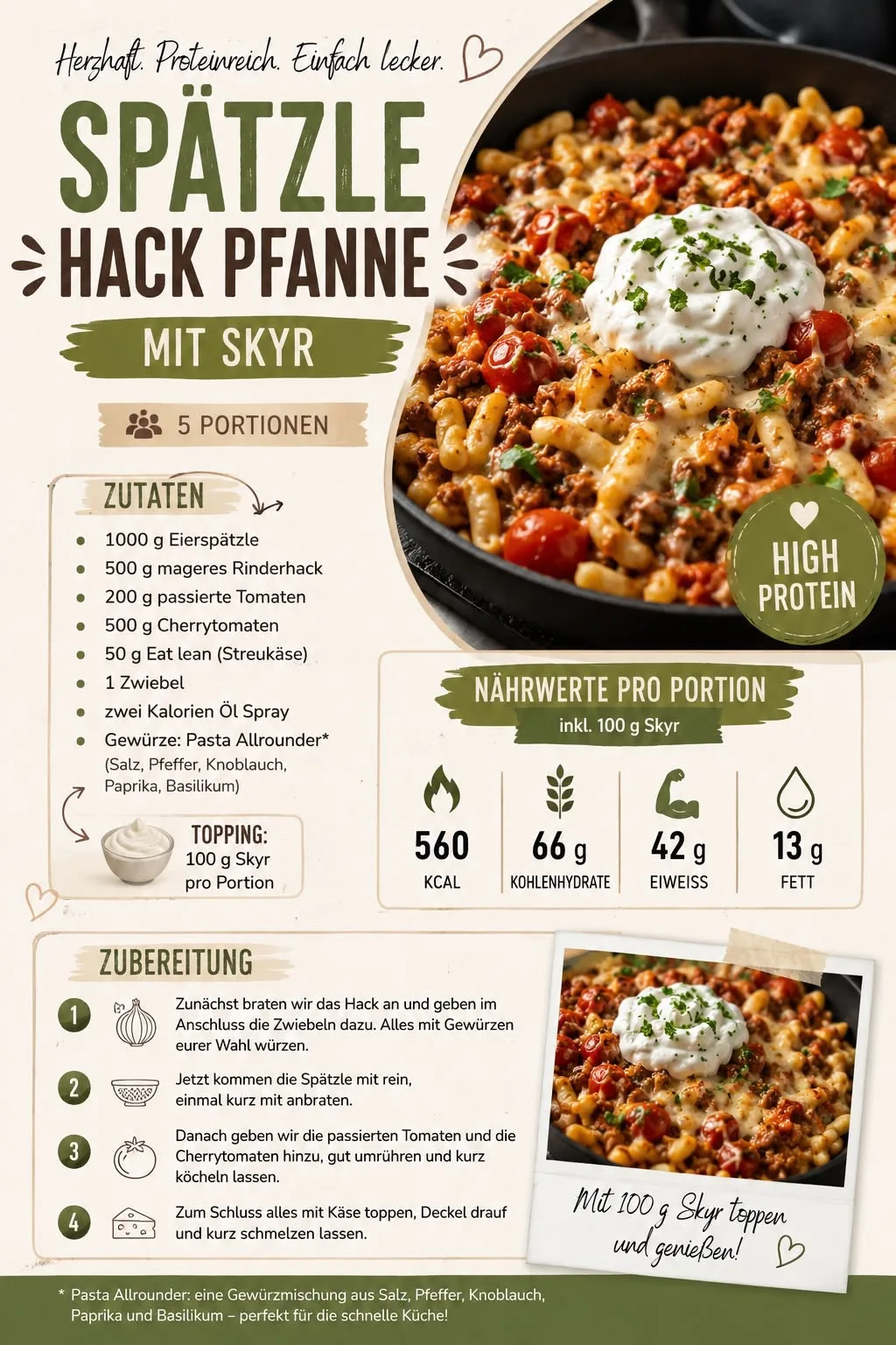 Spätzle-Hack-Pfanne mit Skyr – Rezeptbild