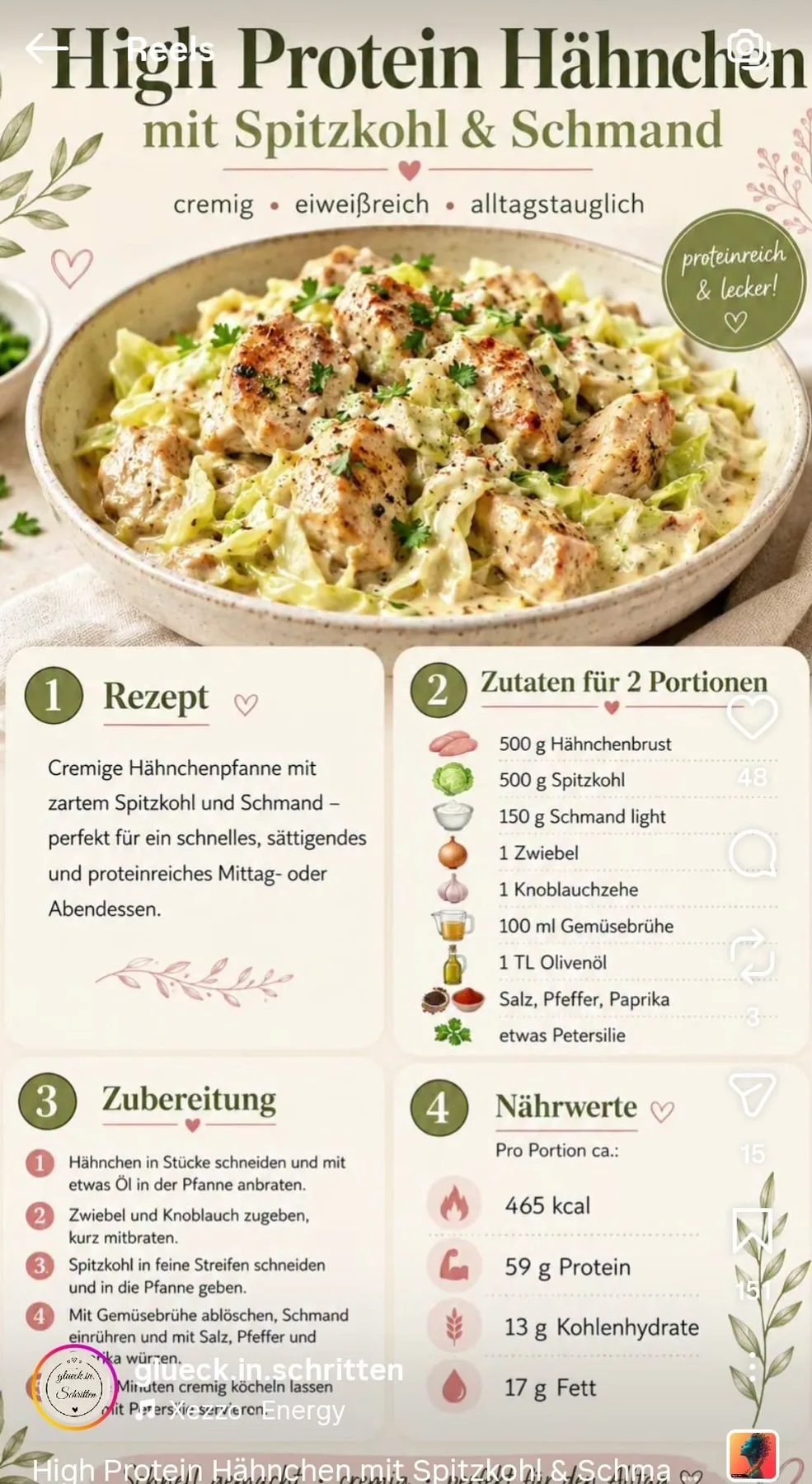 High Protein Hähnchen mit Spitzkohl und Schmand – Rezeptbild