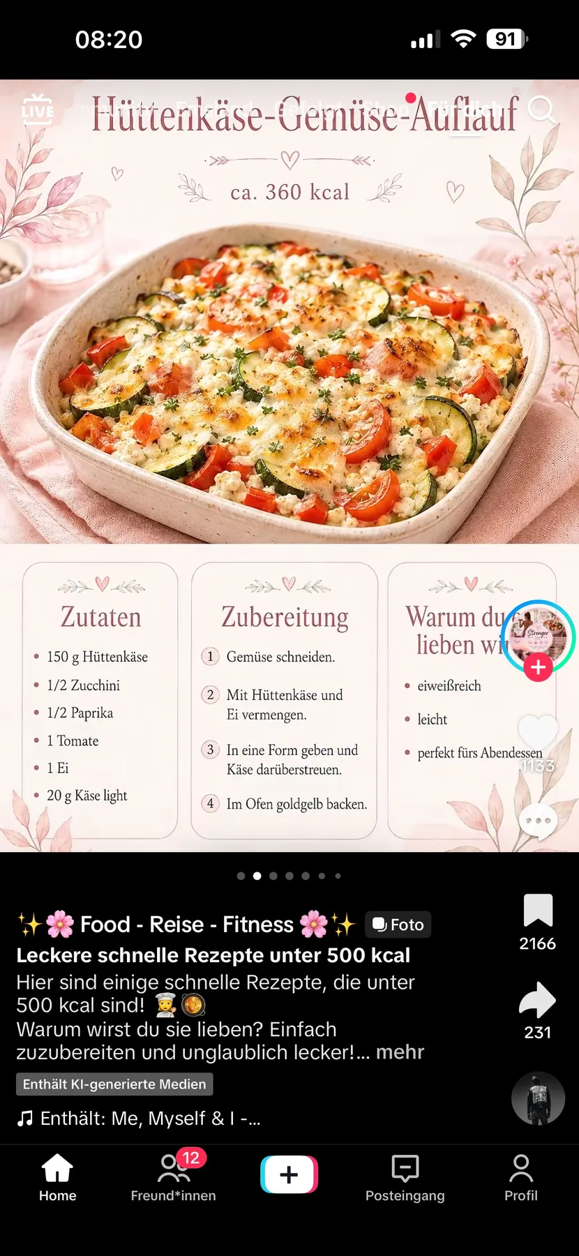 Hüttenkäse-Gemüse-Auflauf – Rezeptbild